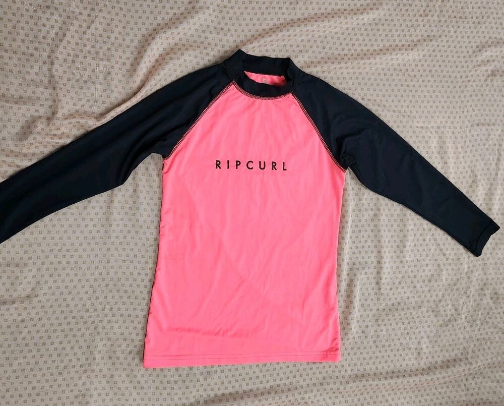 Rip Curl Girls Sz 14 Hot Pink Long Sleeve Performance Fit Surf Swim Tankini Top